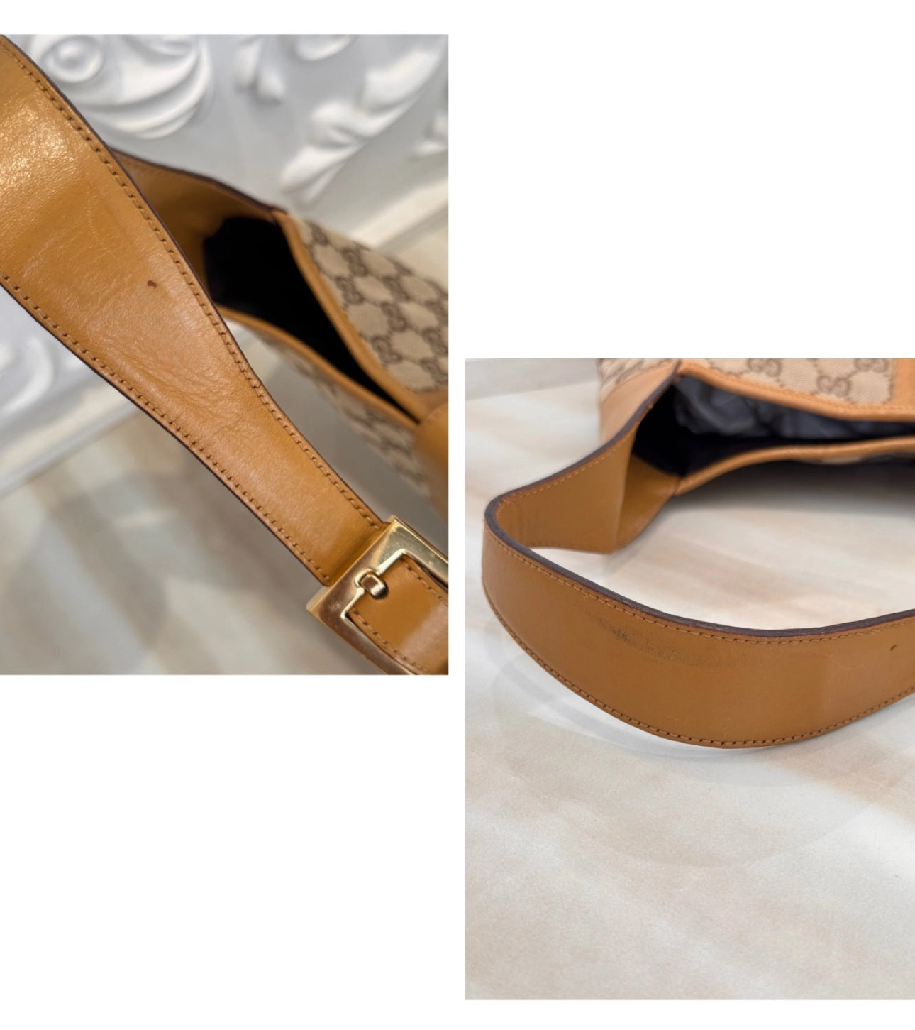 Gucci Jackie 1961 GG Monogram Canvas & Leather Medium Shoulder Bag /handbag Beige