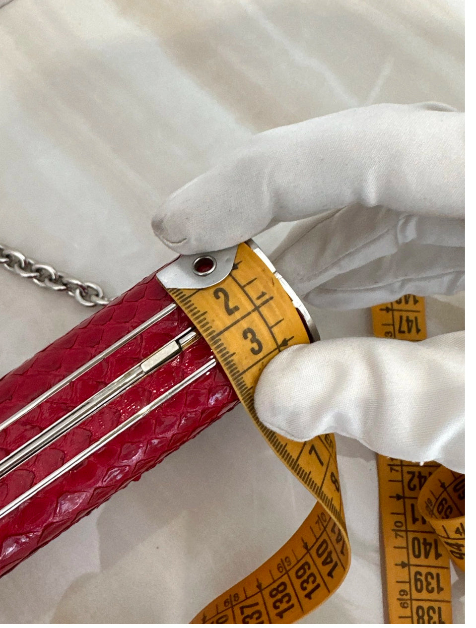RARE Miu Miu Red real snakeskin Python Box Chain Clutch