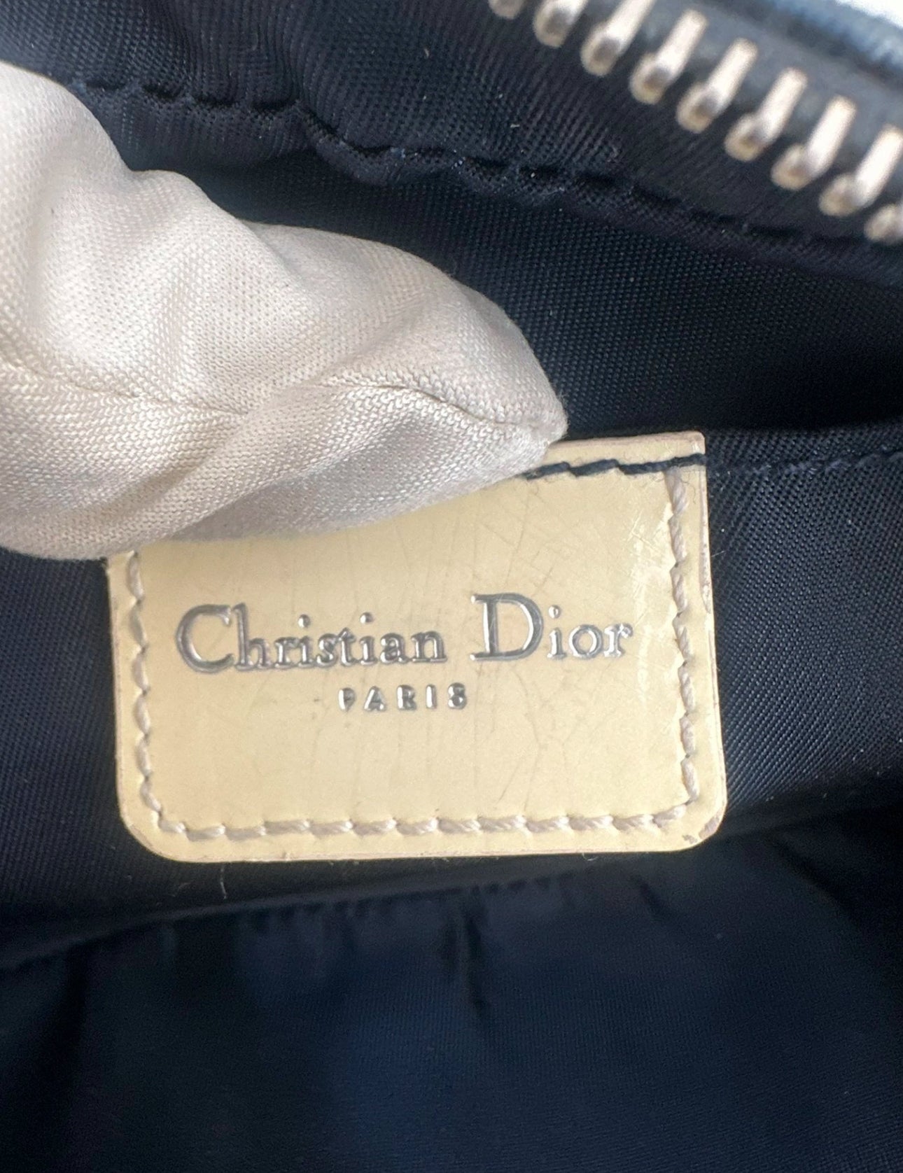 Dior by Galliano vintage y2k White/Blue Oblique trotter Canvas and ecru Patent Leather No.1
Pochette Bag