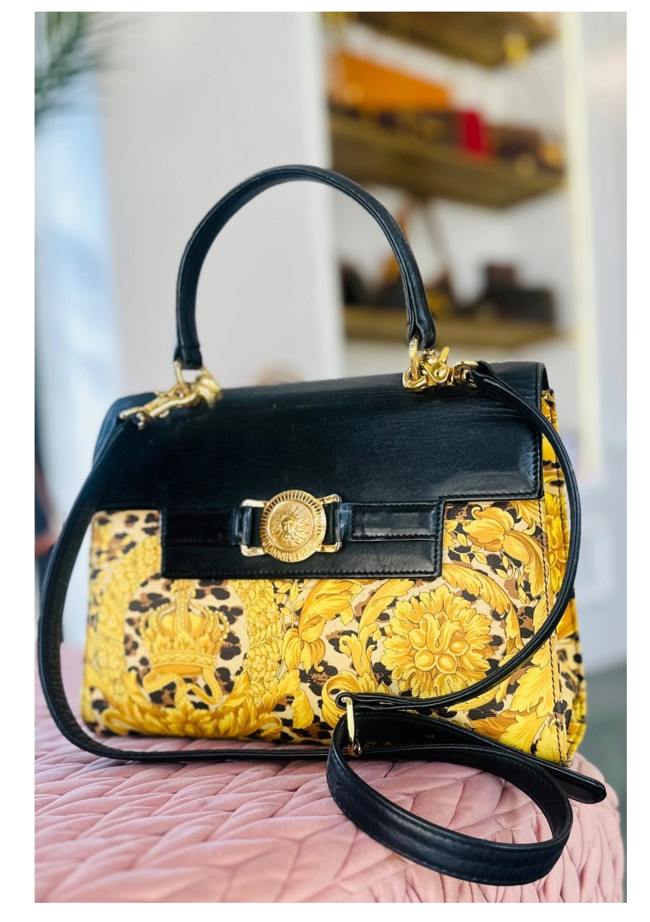 Rare vintage iconic medusa baroque Gianni Versace 2way Kelly bag