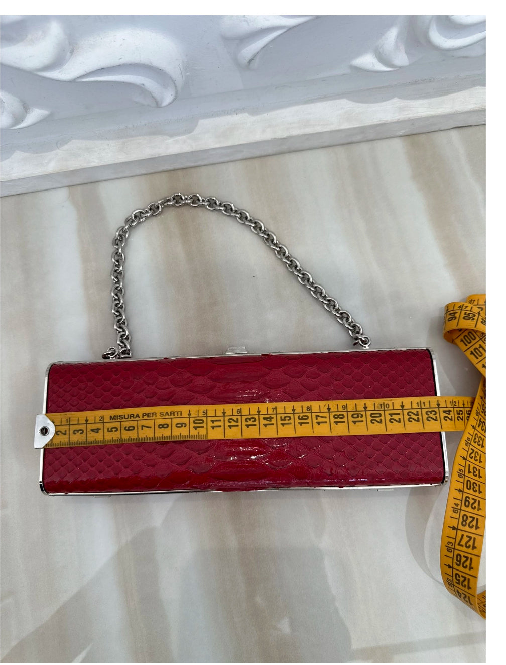 RARE Miu Miu Red real snakeskin Python Box Chain Clutch