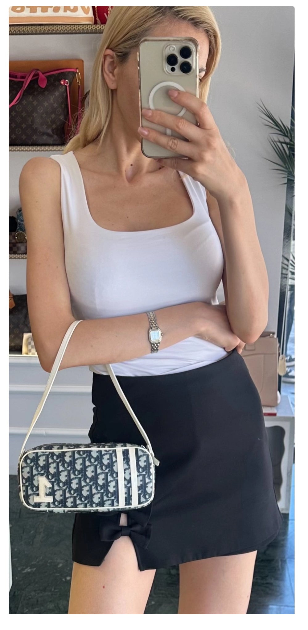 Dior by Galliano vintage y2k White/Blue Oblique trotter Canvas and ecru Patent Leather No.1
Pochette Bag
