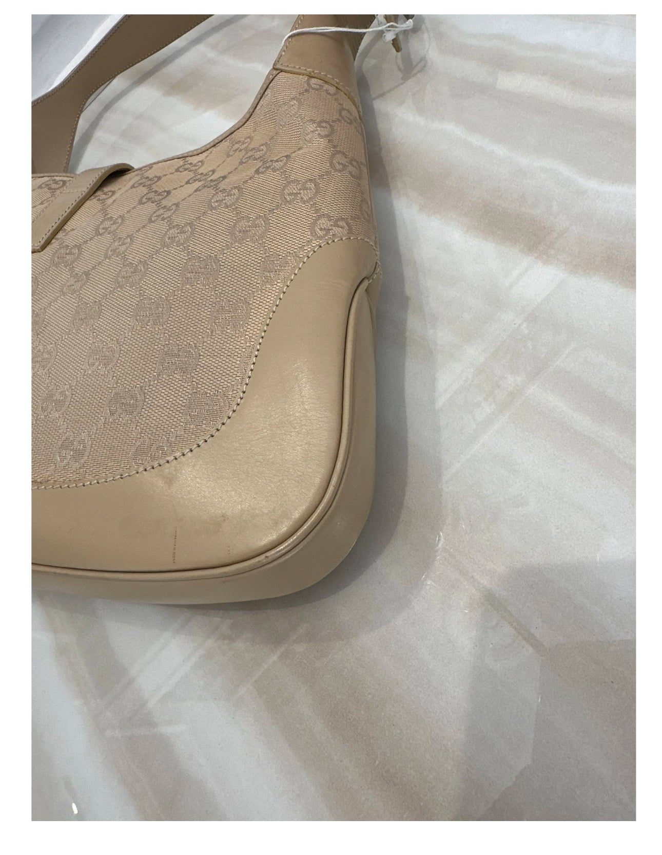 GUCCI GG Canvas Jackie Shoulder Bag Beige
