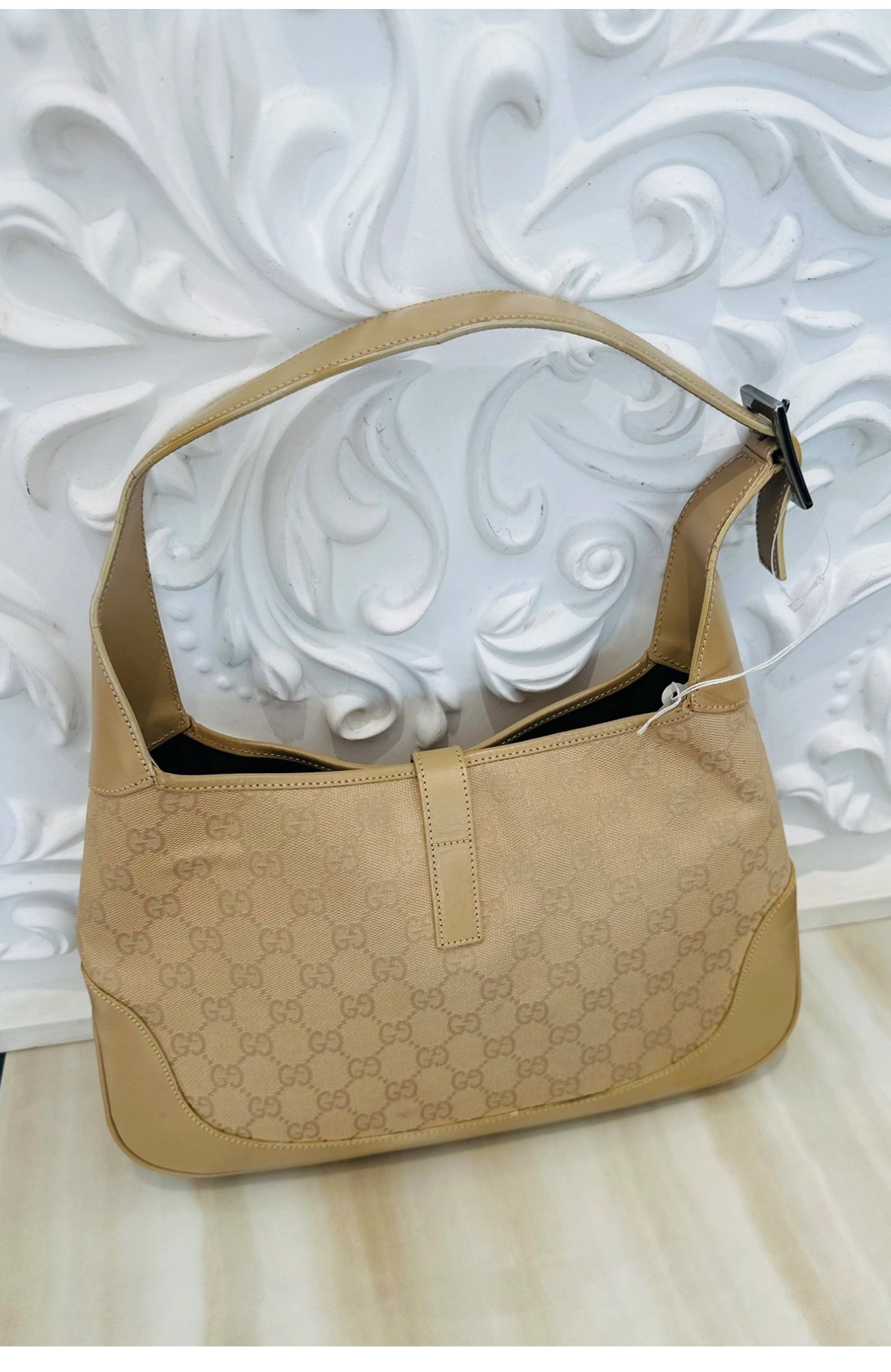 GUCCI GG Canvas Jackie Shoulder Bag Beige