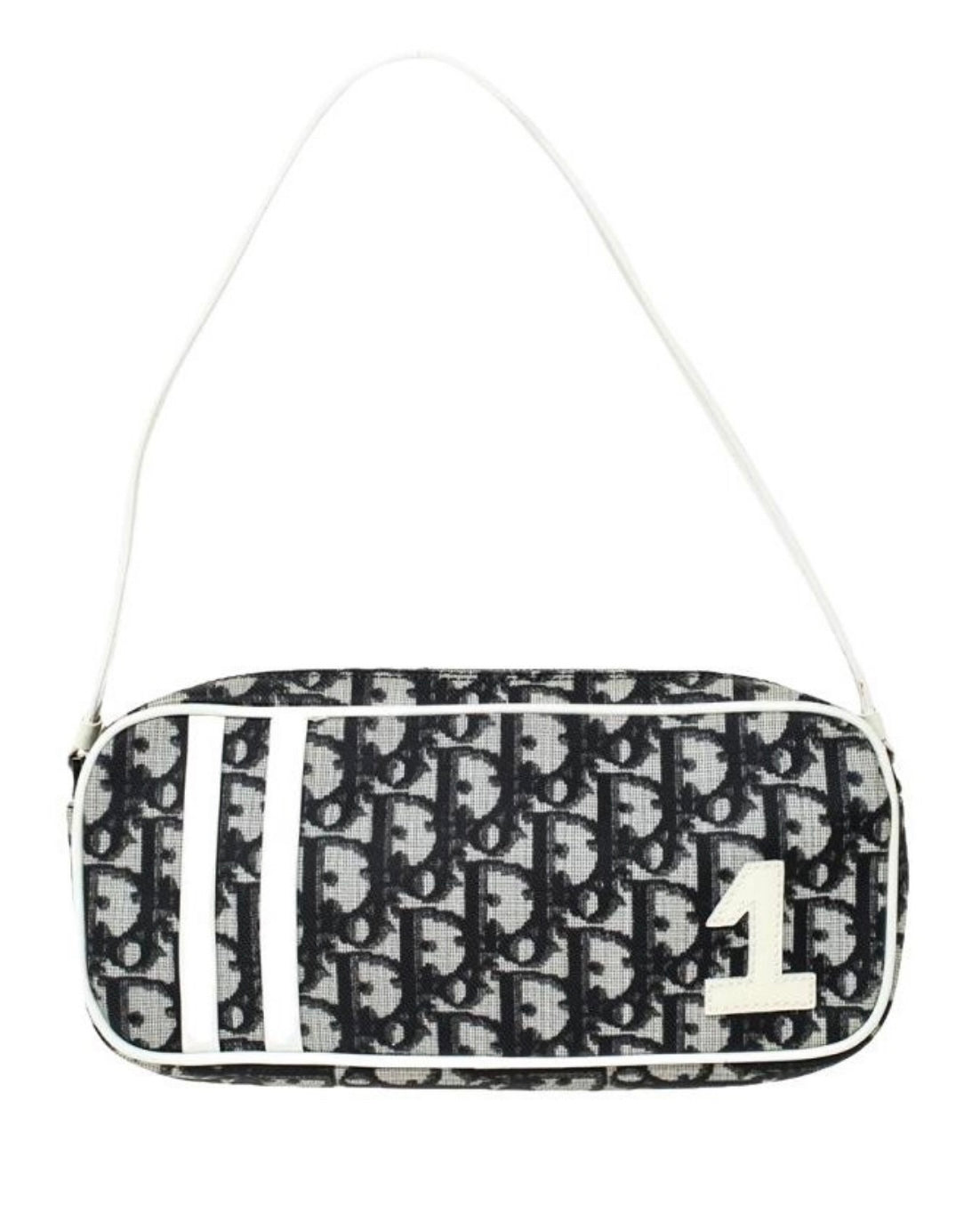 Dior by Galliano vintage y2k White/Blue Oblique trotter Canvas and ecru Patent Leather No.1
Pochette Bag