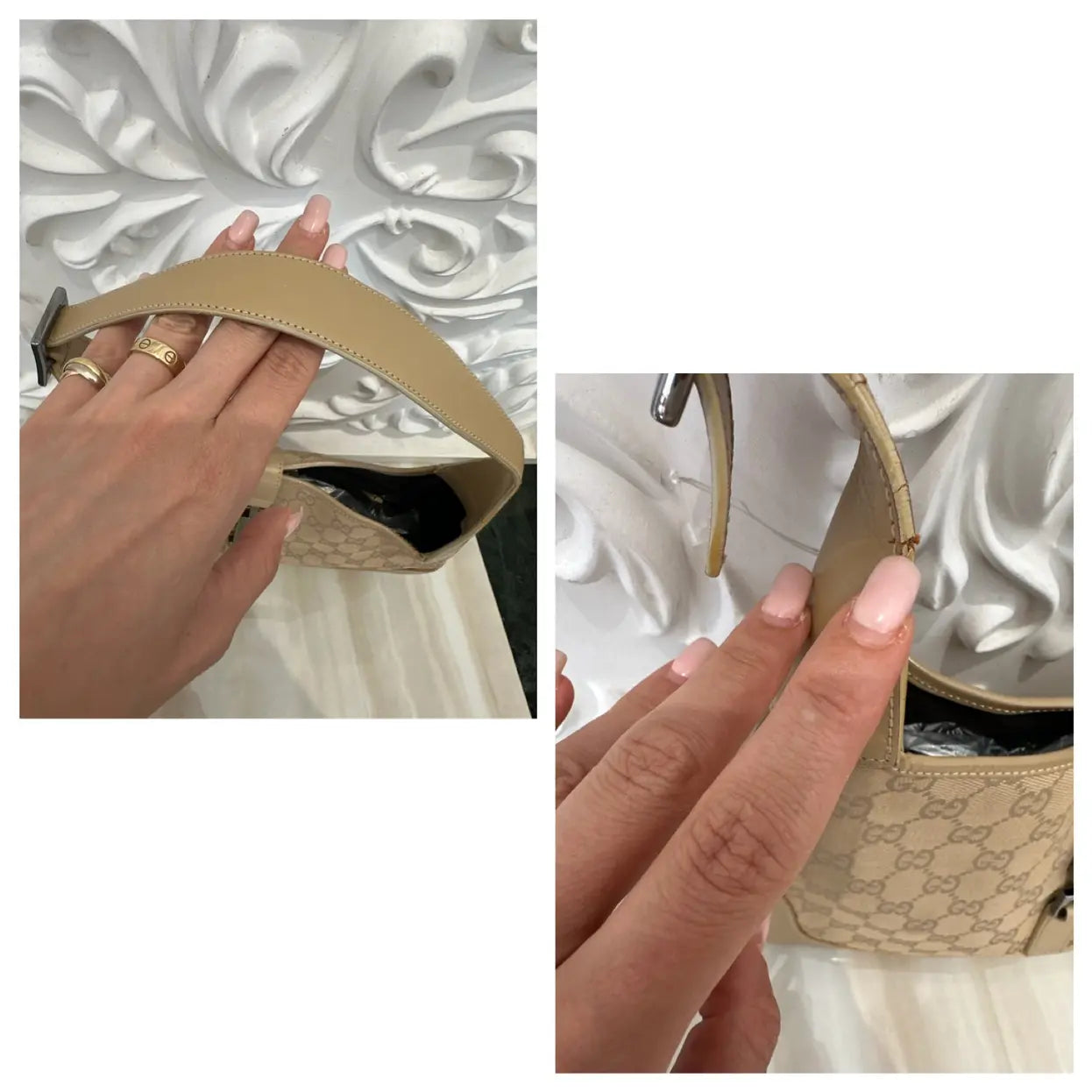 GUCCI GG Canvas Jackie Shoulder Bag Beige