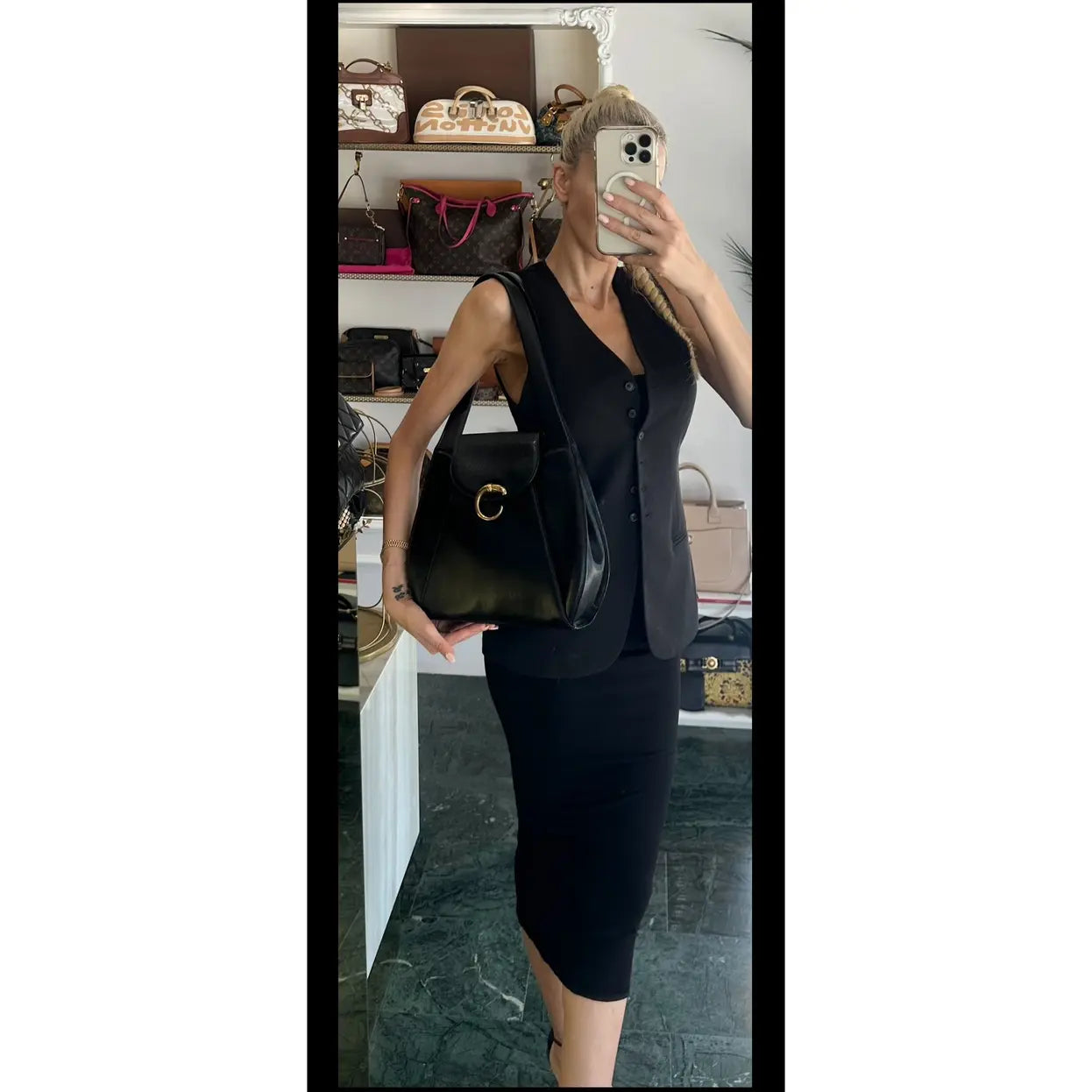 Panthère leather handbag