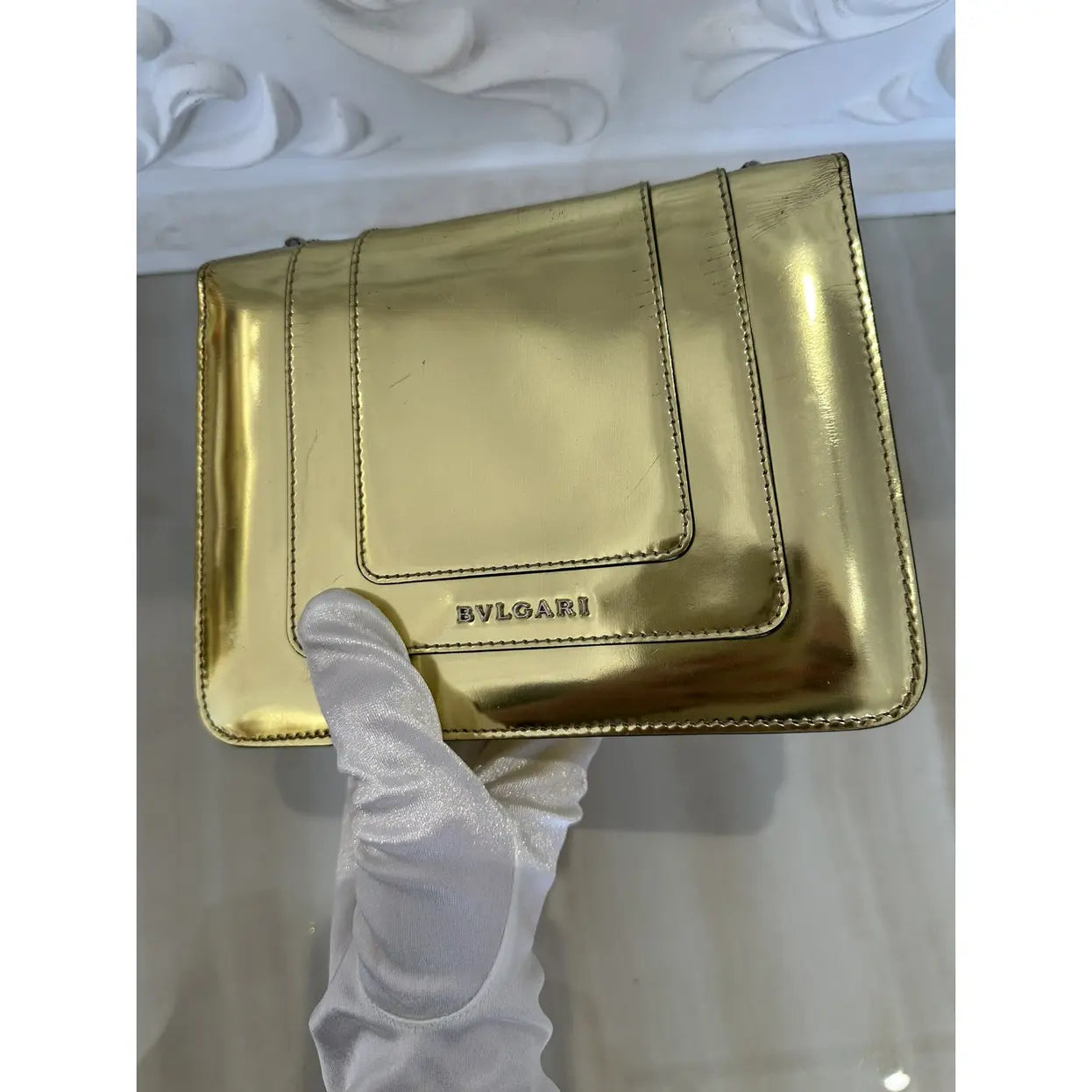 BULGARI Serpenti patent leather handbag