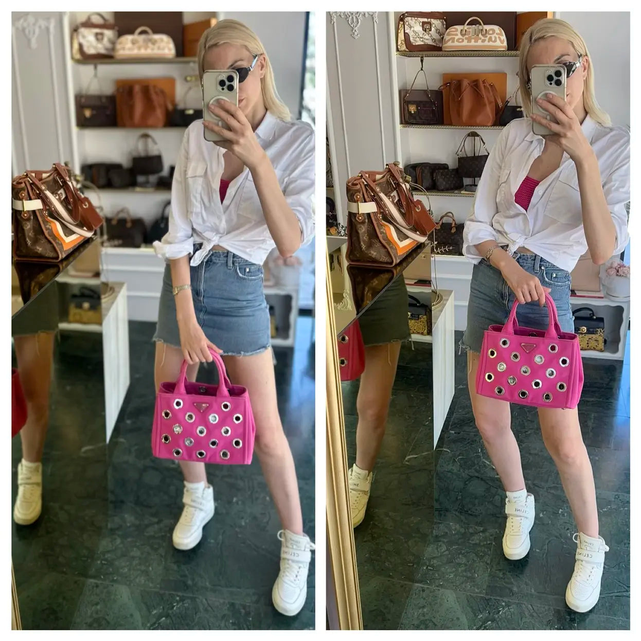 Prada Madras cloth handbag
