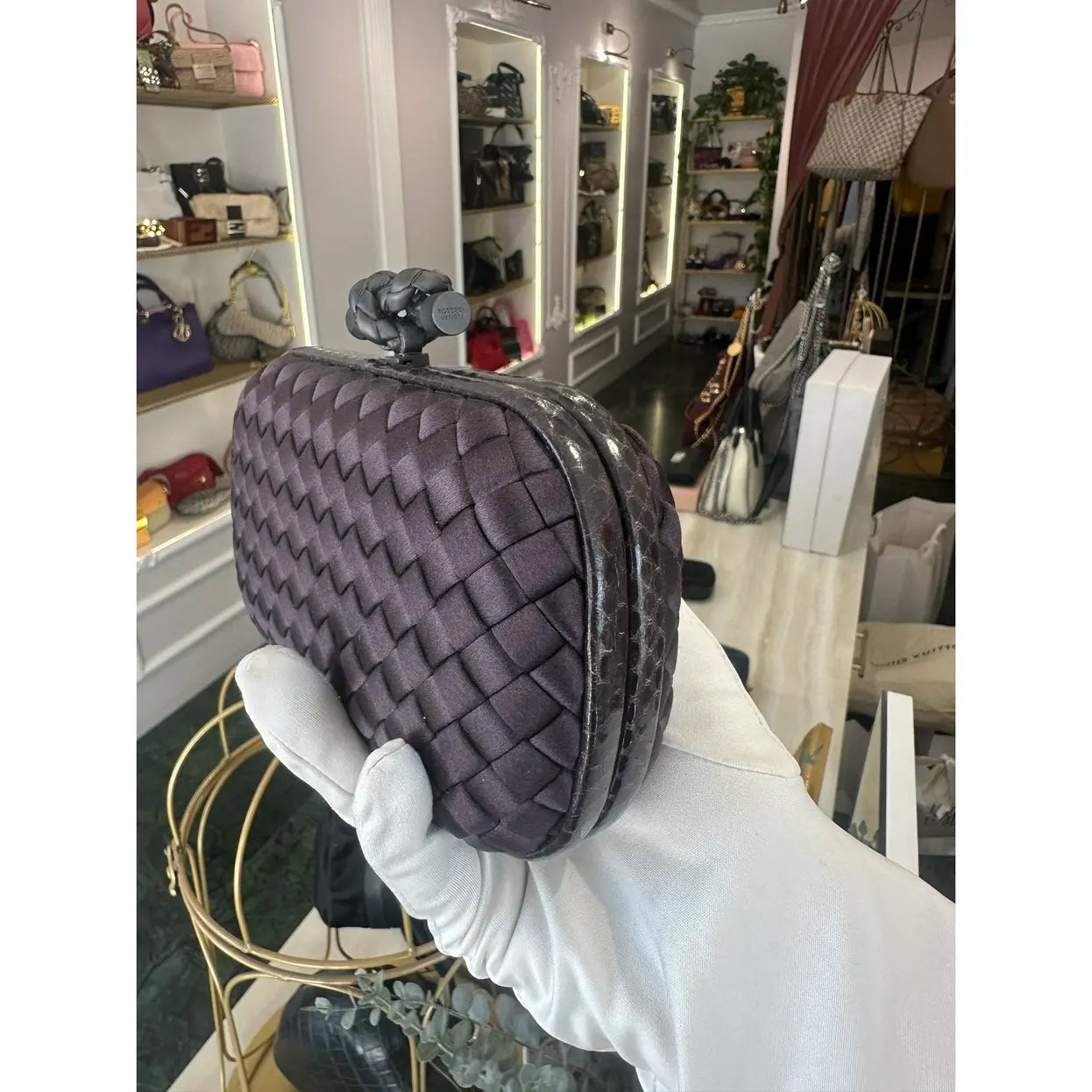 Bottega Veneta Pochette Knot silk clutch bag