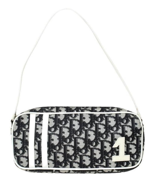 Dior by Galliano vintage y2k White/Blue Oblique trotter Canvas and ecru Patent Leather No.1
Pochette Bag