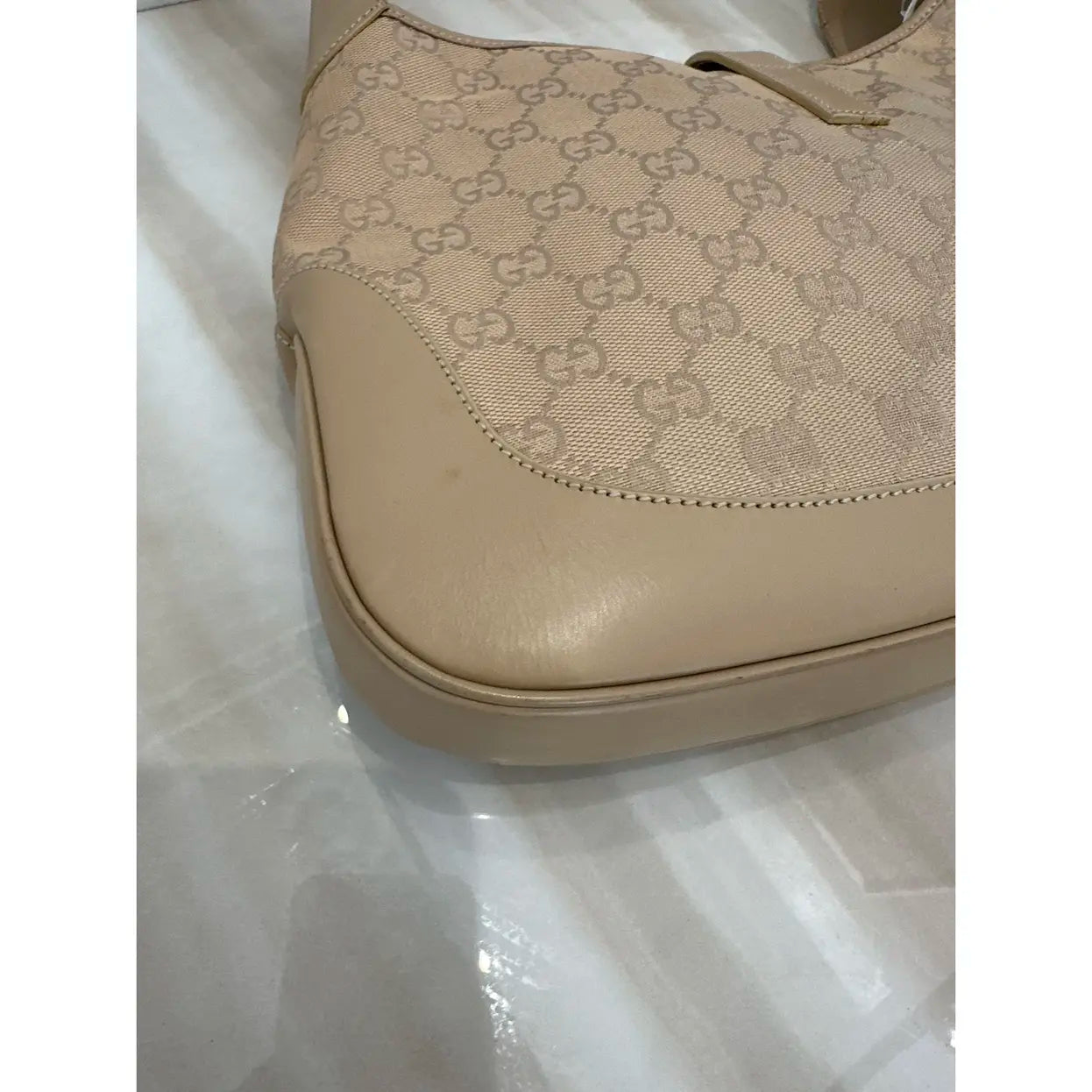 GUCCI GG Canvas Jackie Shoulder Bag Beige