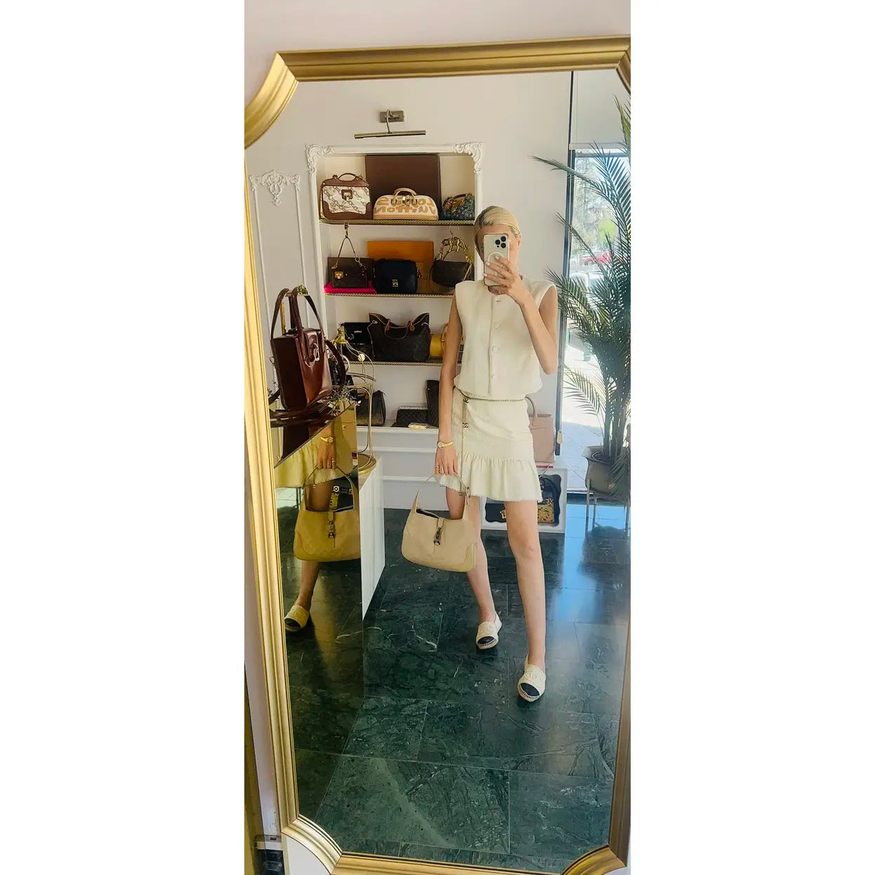 GUCCI GG Canvas Jackie Shoulder Bag Beige