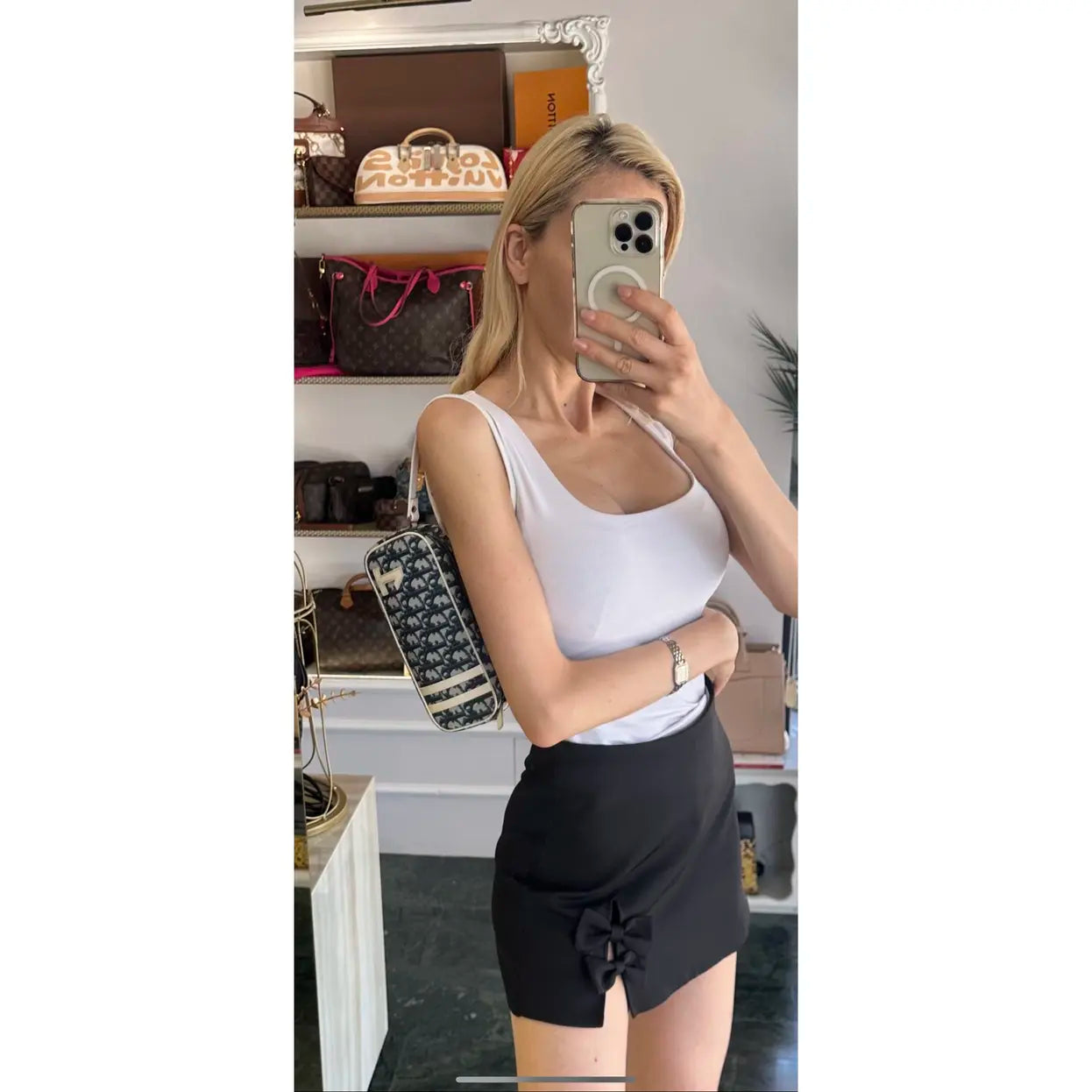 Dior by Galliano vintage y2k White/Blue Oblique trotter Canvas and ecru Patent Leather No.1
Pochette Bag