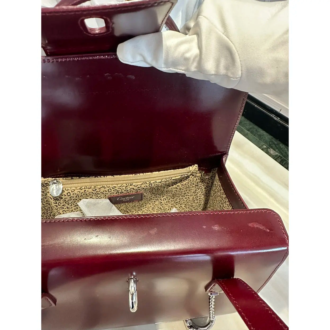 Panthère leather handbag