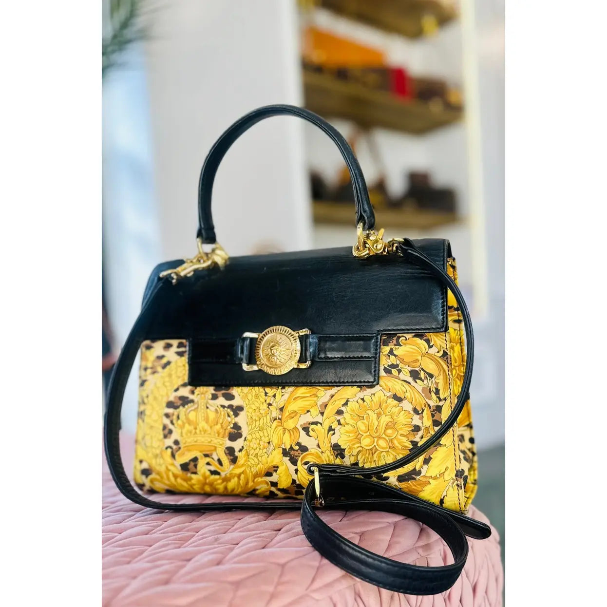 Rare vintage iconic medusa baroque Gianni Versace 2way Kelly bag