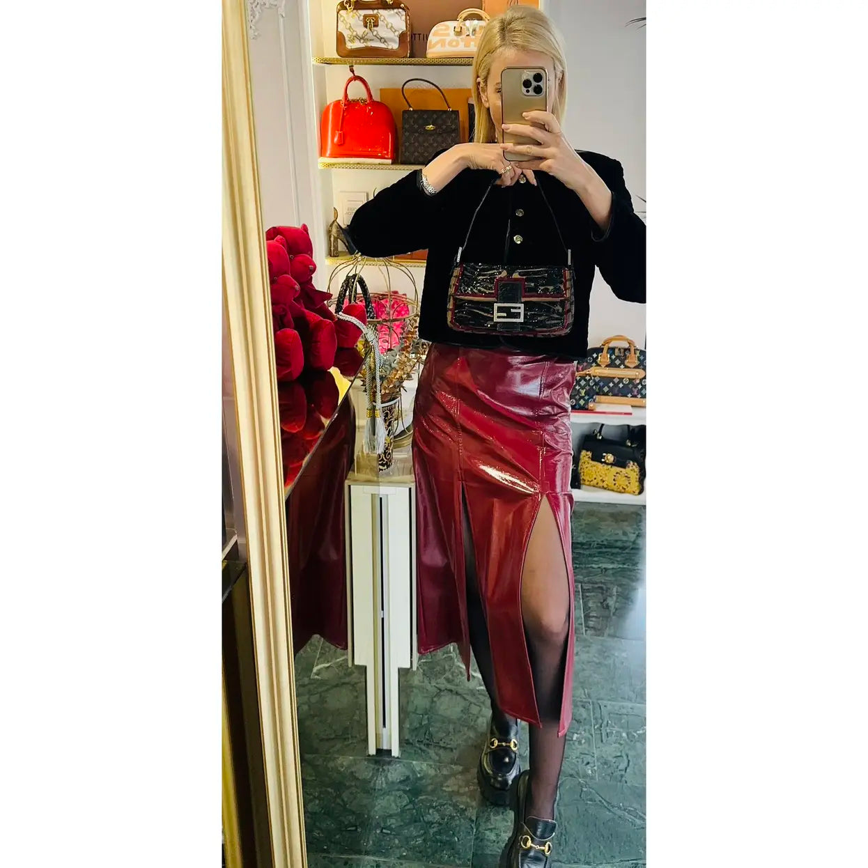 Baguette glitter handbag