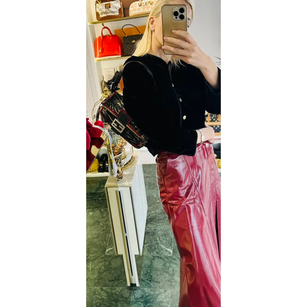 Baguette glitter handbag